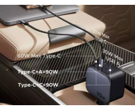 UGREEN Ładowarka samochodowa EC603USB-C + USB90W z kablem szara 6941876271399 - 1416999 - zdjęcie 2